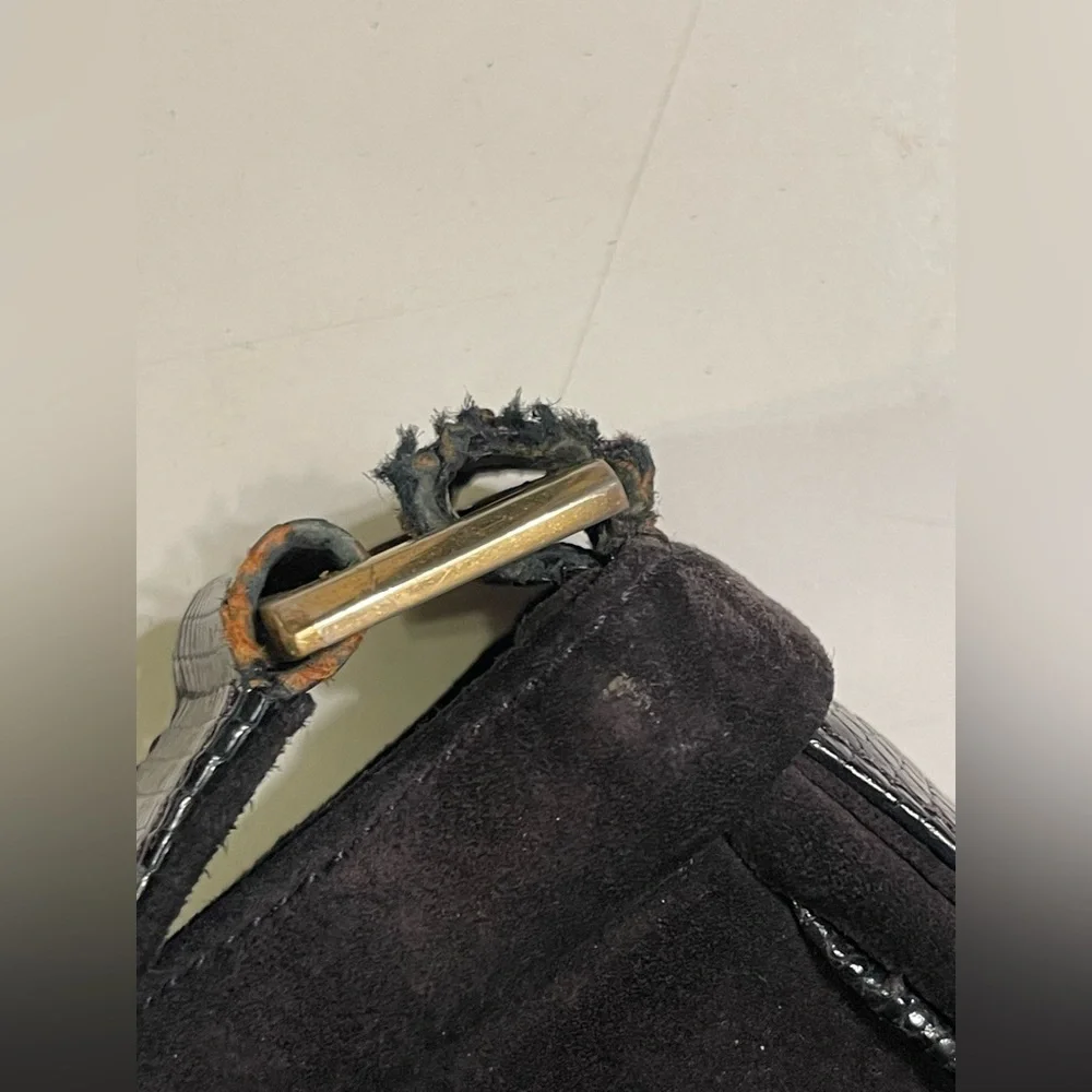 Vintage Gucci Blondie 1970’s Black Suede Leather Shoulder Bag GG Logo - Picture 9 of 15